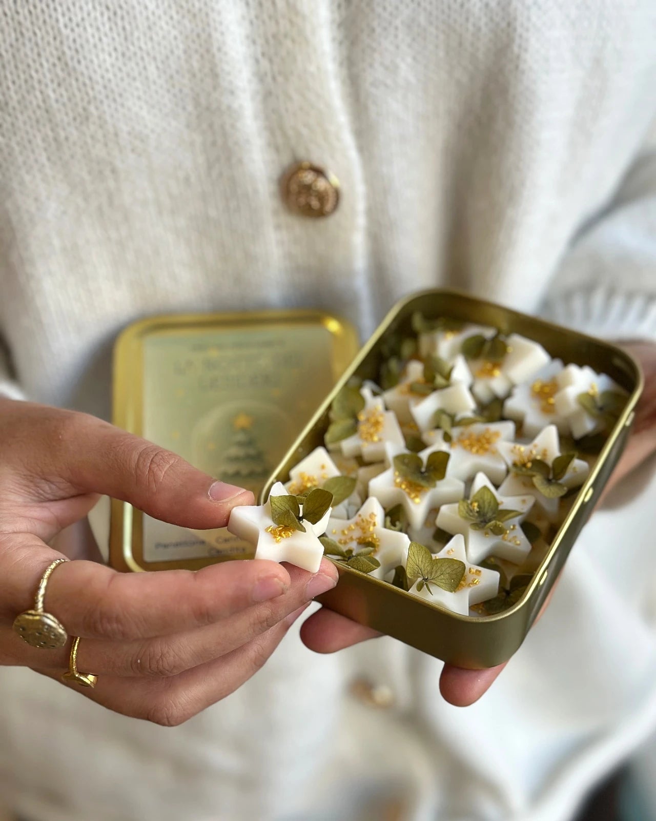 tartine profumate in pura cera di soia per brucia essenze a forma di stelline e alberello | Fragranza Natalizia al profumo di panettone, cannella, scorza d'arancia candita e vaniglia bourbon