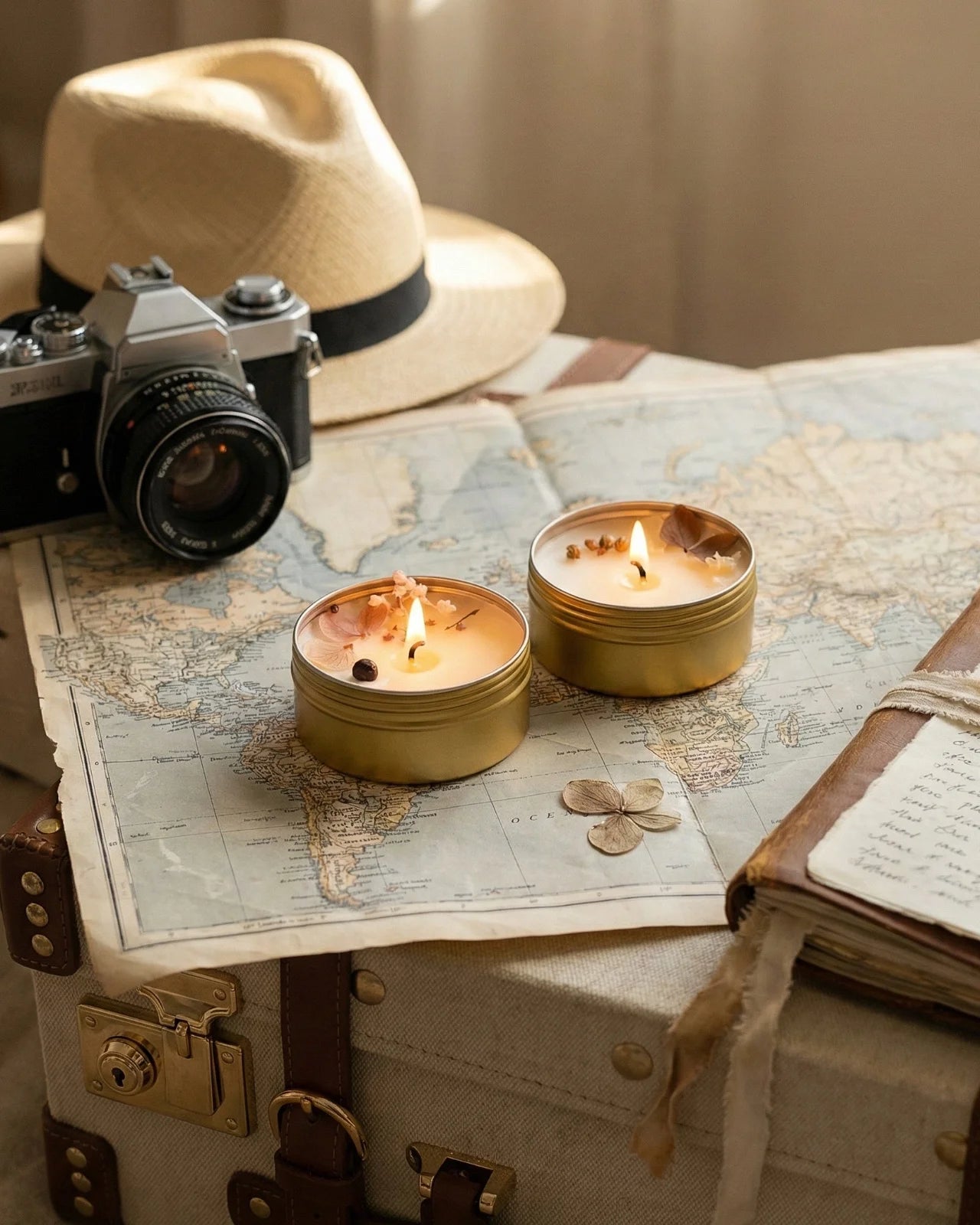 Lucciola nomade candela profumata da viaggio in latta oro con tappo, cera di soia artigianale | Io Sono La Luce - Roma