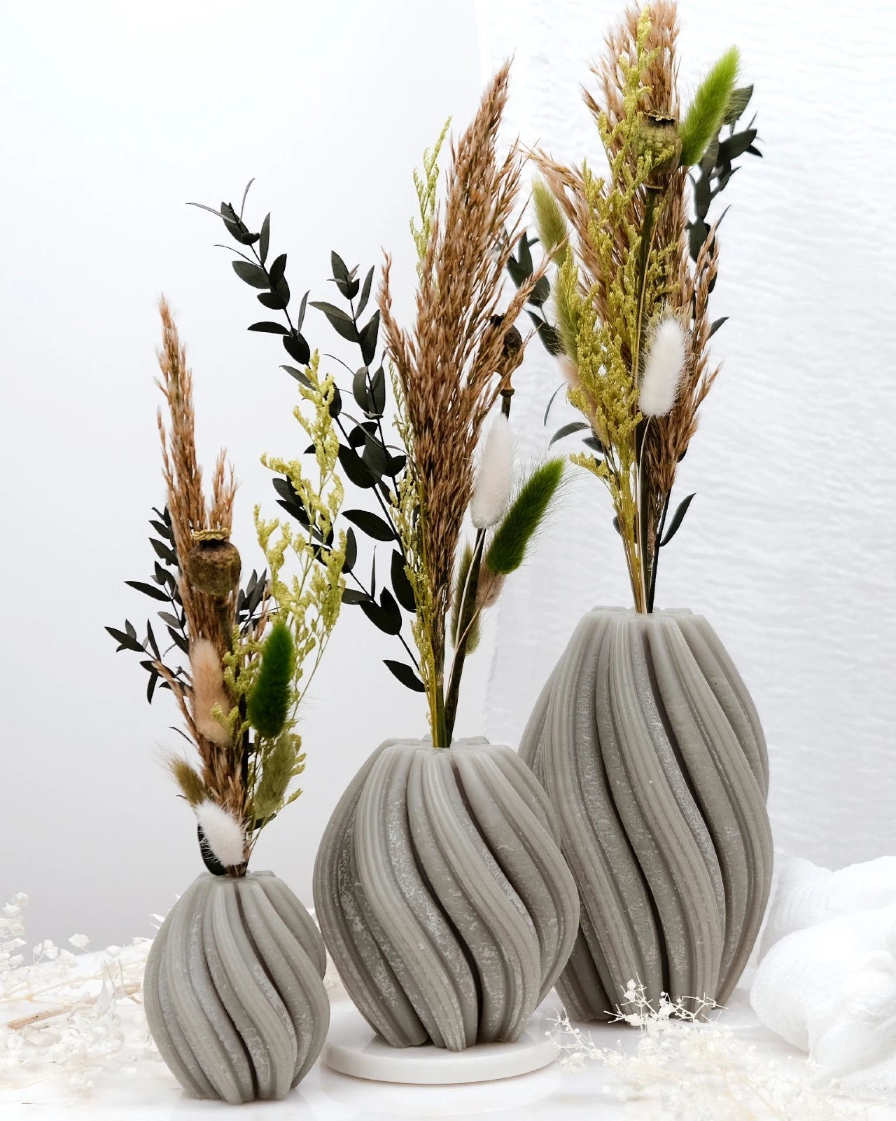 Mythos | Vasi Scultorei in Cera con Fiori Secchi e Stabilizzati