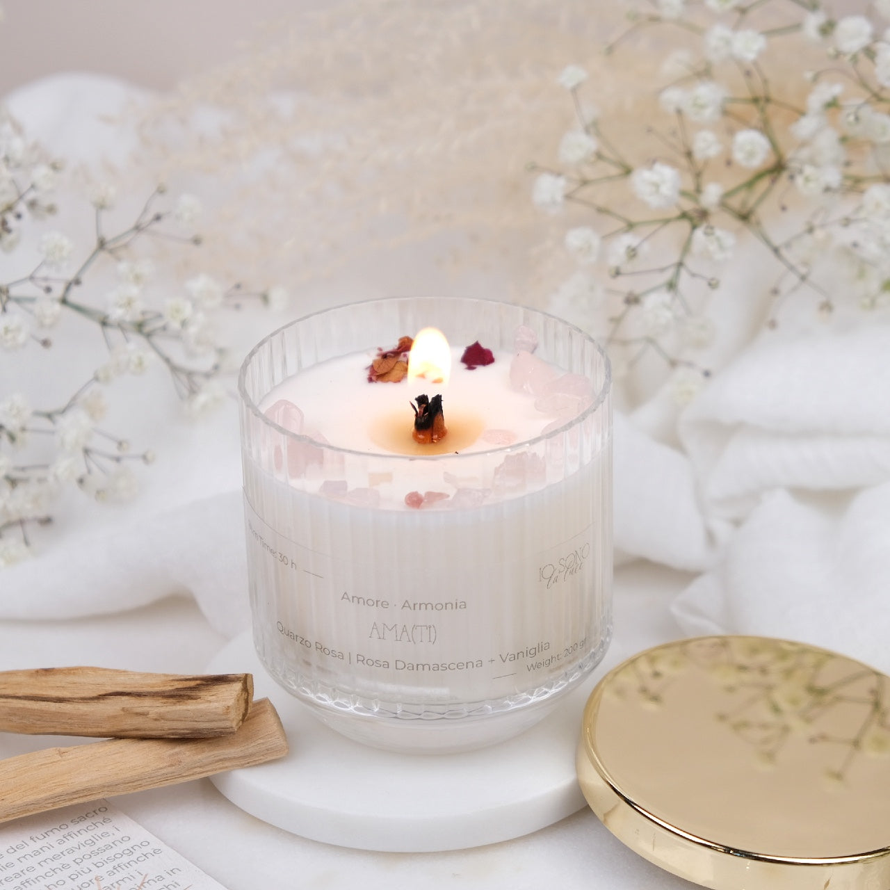 Preciosa Energia | Kit Candela con Cristalli e Palo Santo