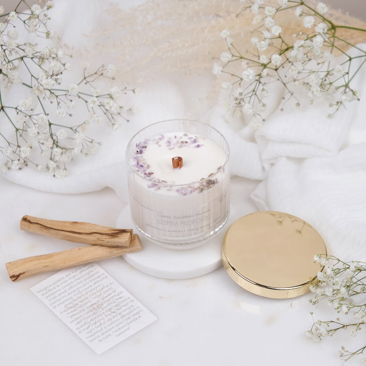 Preciosa Energia | Kit Candela con Cristalli e Palo Santo