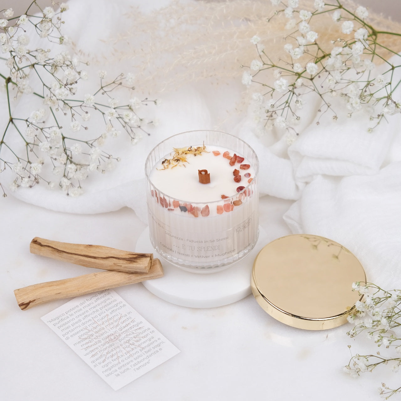 Preciosa Energia | Kit Candela con Cristalli e Palo Santo