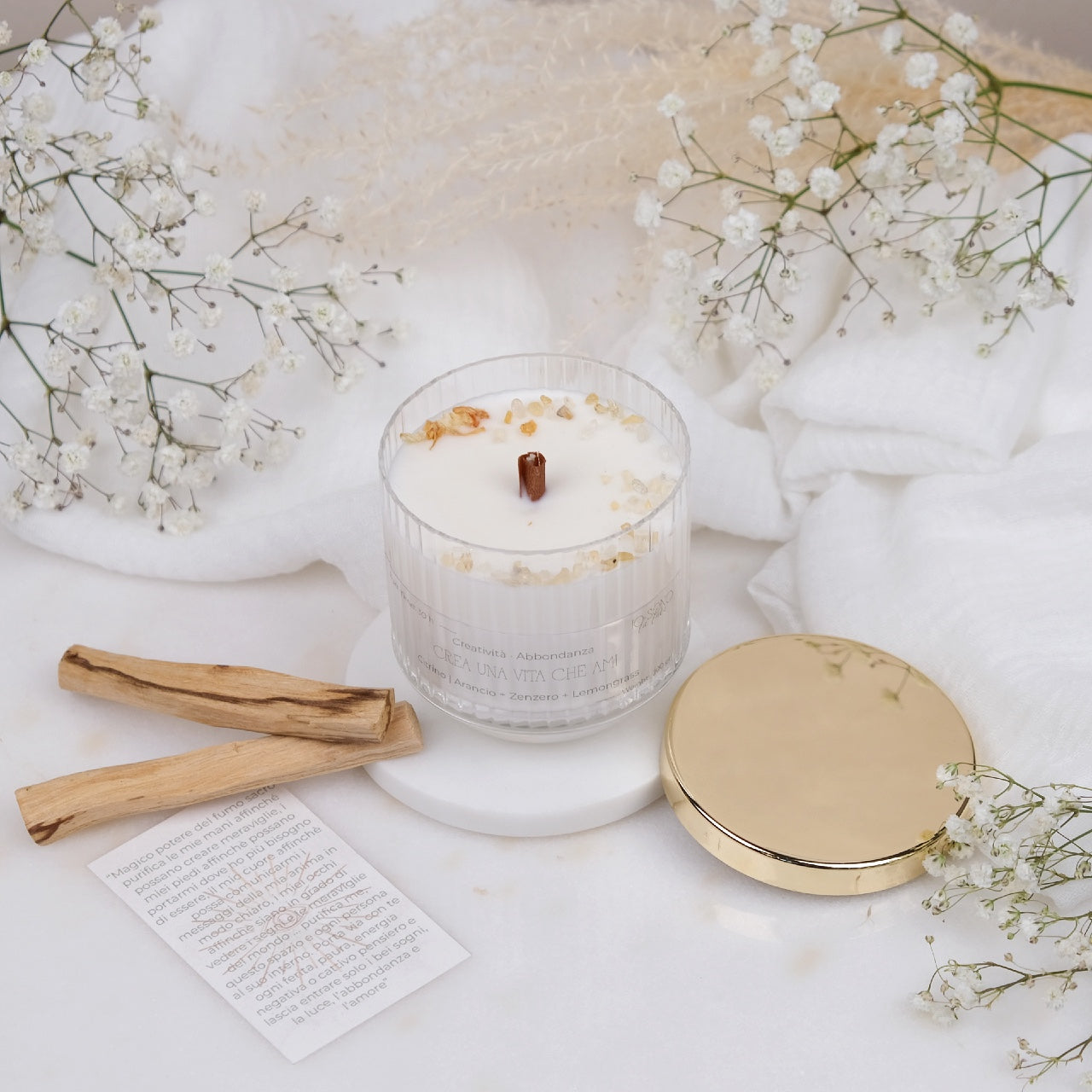 Preciosa Energia | Kit Candela con Cristalli e Palo Santo