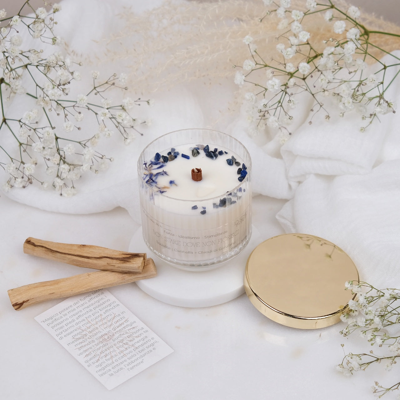 Preciosa Energia | Kit Candela con Cristalli e Palo Santo