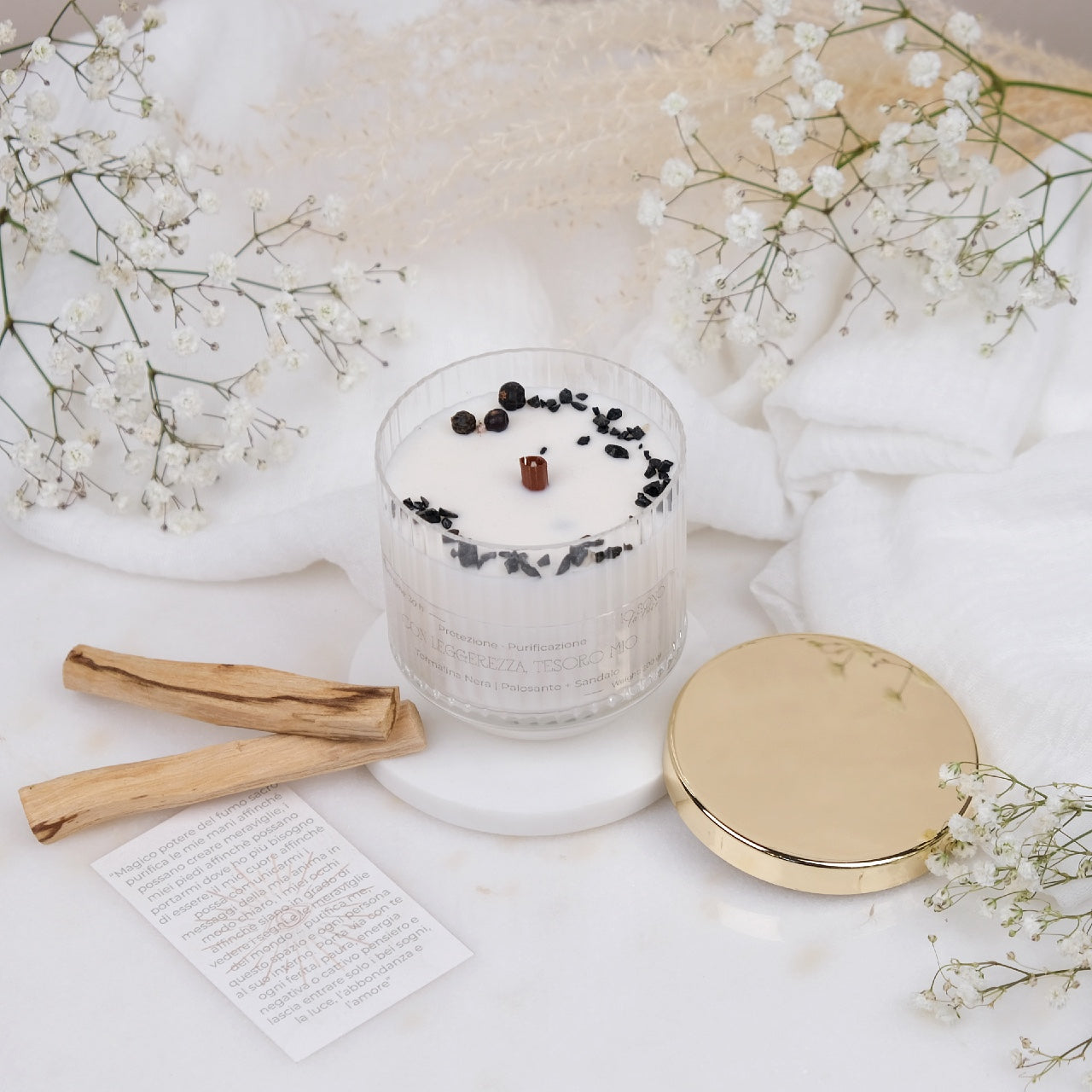 Preciosa Energia | Kit Candela con Cristalli e Palo Santo