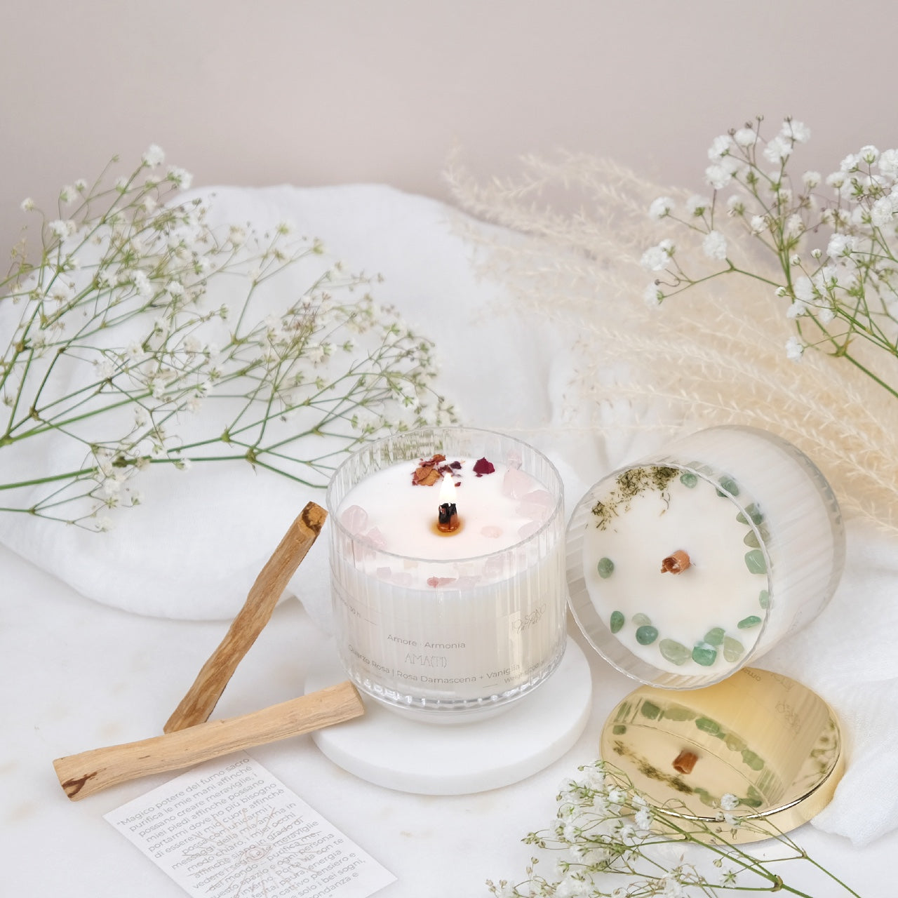 Preciosa Energia | Kit Candela con Cristalli e Palo Santo