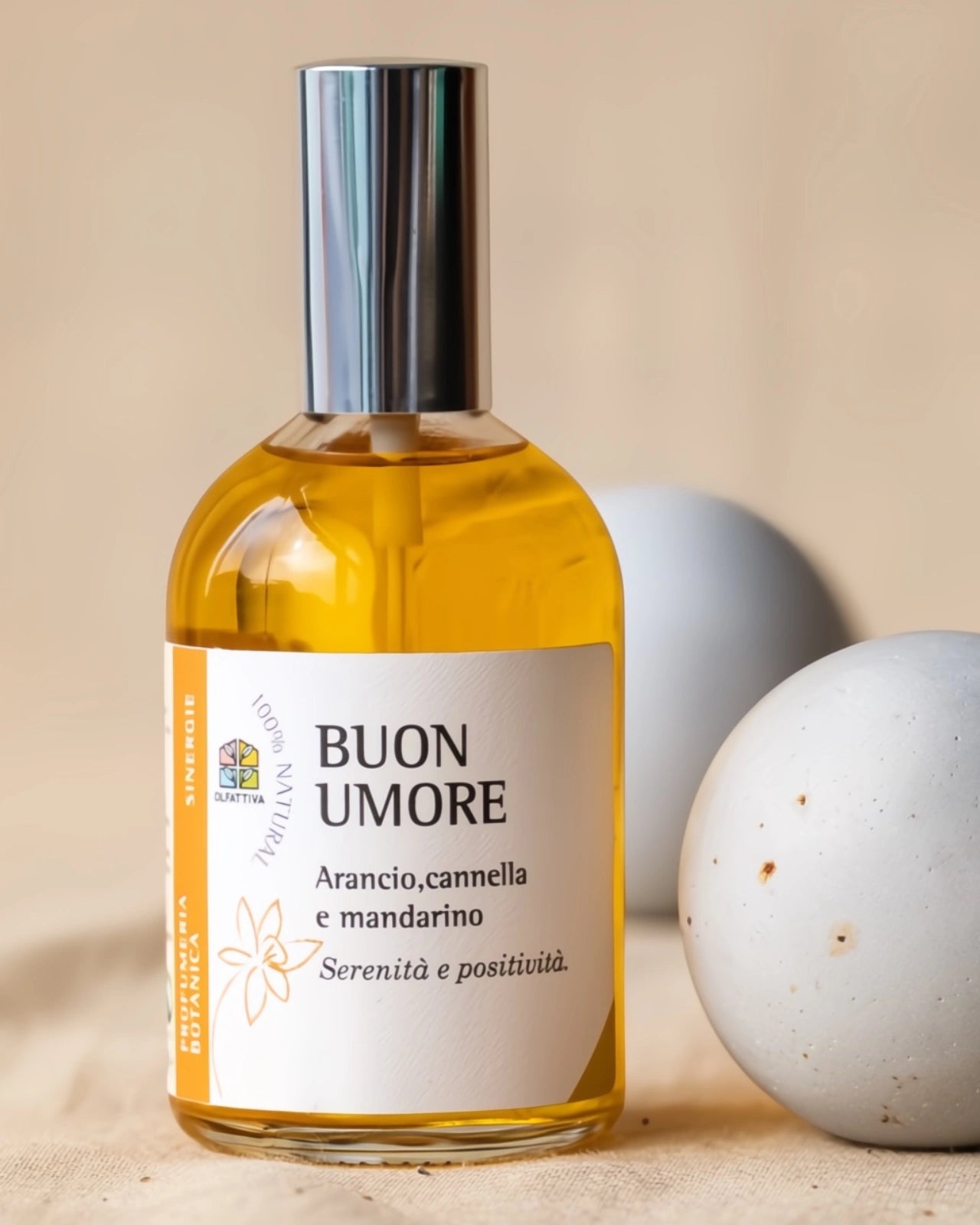 profumo botanico naturale di olfattiva | buon umore | arancio, cannella e mandarino | roma