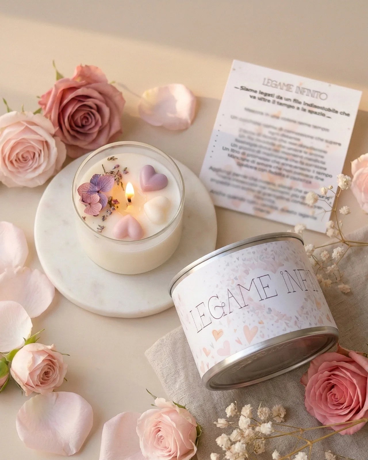 candele profumate in cera di soia con dedica regalo per persone speciali della vita con ricetta d'amore