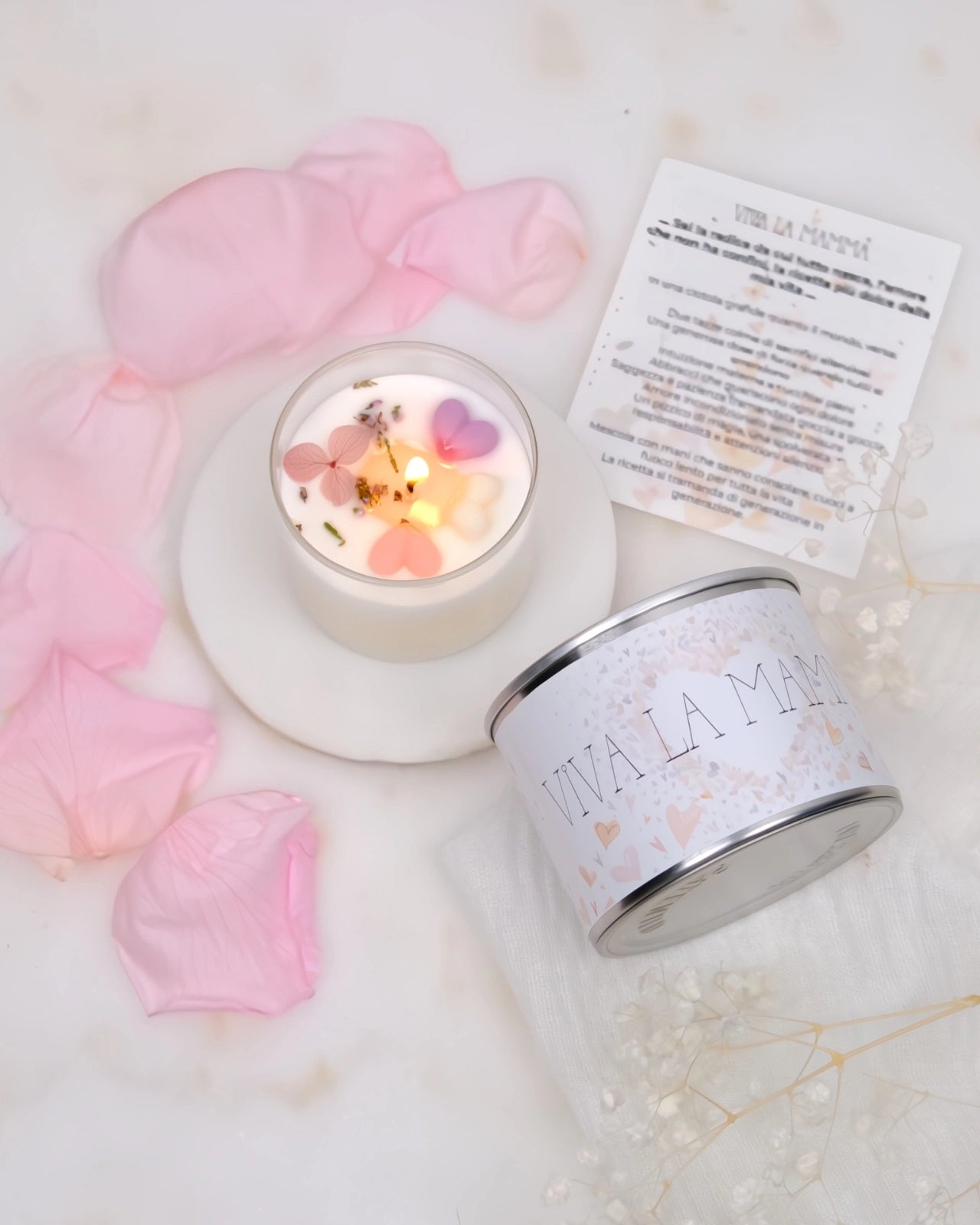 candela profumata cera di soia con dedica  viva la mamma