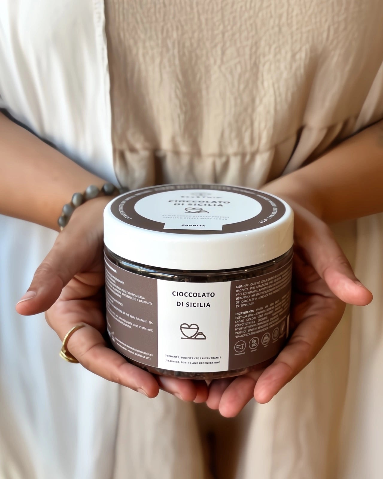 scrub al cioccolato 500 gr - esfoliante bio - granita corpo drenante - iosonolaluce - roma