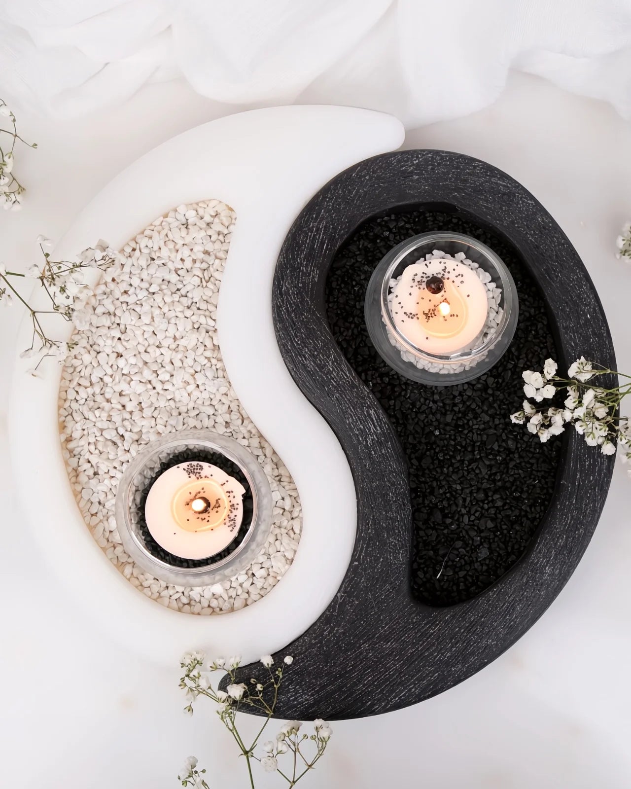 Box di cera Tao artigianale bianco e nero candela ispirata allo Yin e Yang