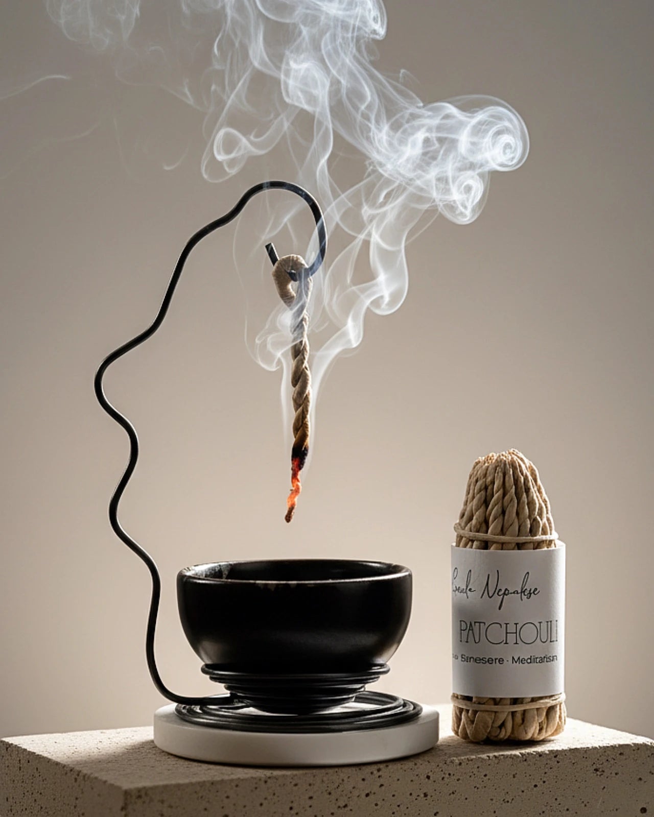 kit incensiere e incenso in corda nepalese artigianali profumo di sandalo