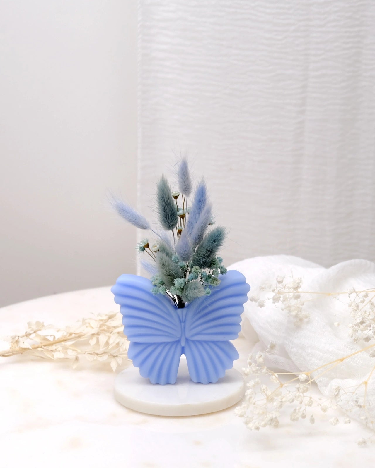 Mariposa | Vaso Farfalla in Cera con Bouquet di Fiori Secchi