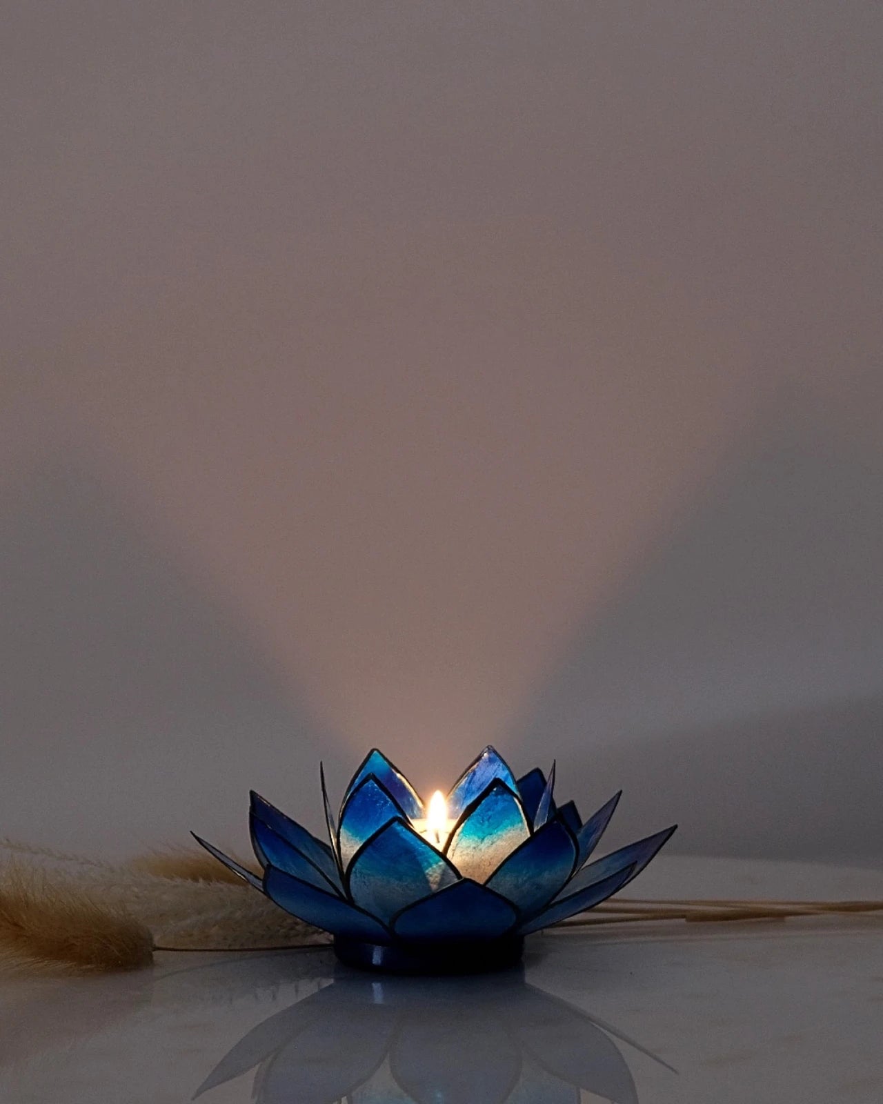 Puro: portacandele a forma di fior di loto in conchiglia