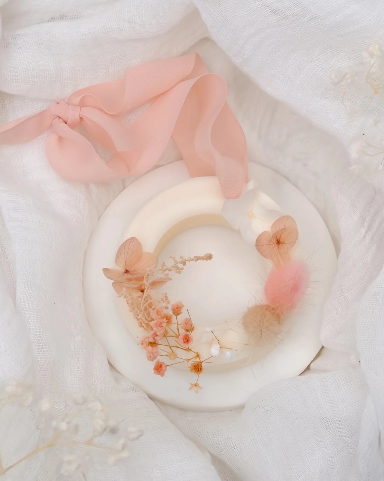 tavoletta botanica cera di soia per profumare cassetti ed armadi ghirlanda color rosa cipria