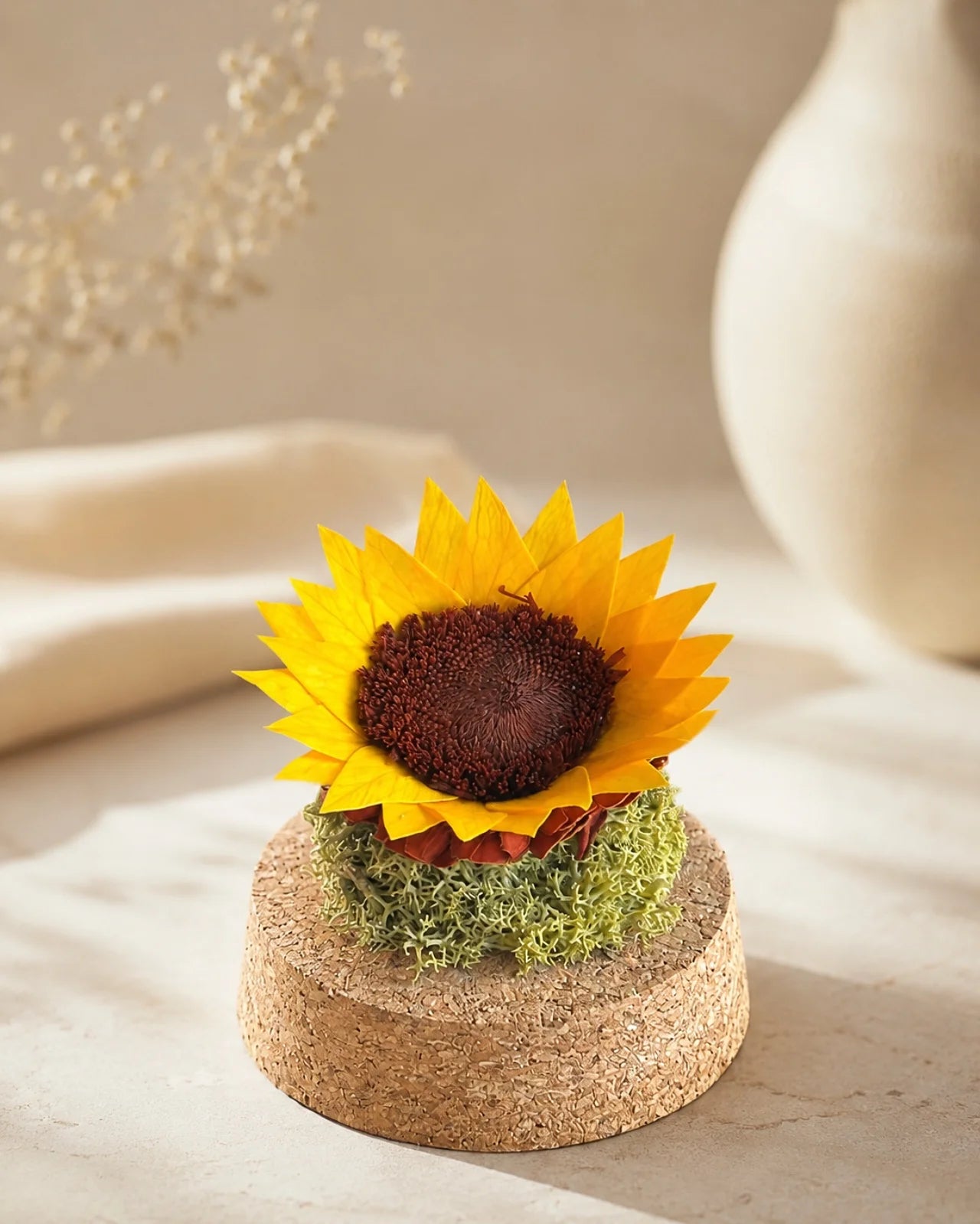 Girasole stabilizzato premium, fiore eterno decorativo no water no light