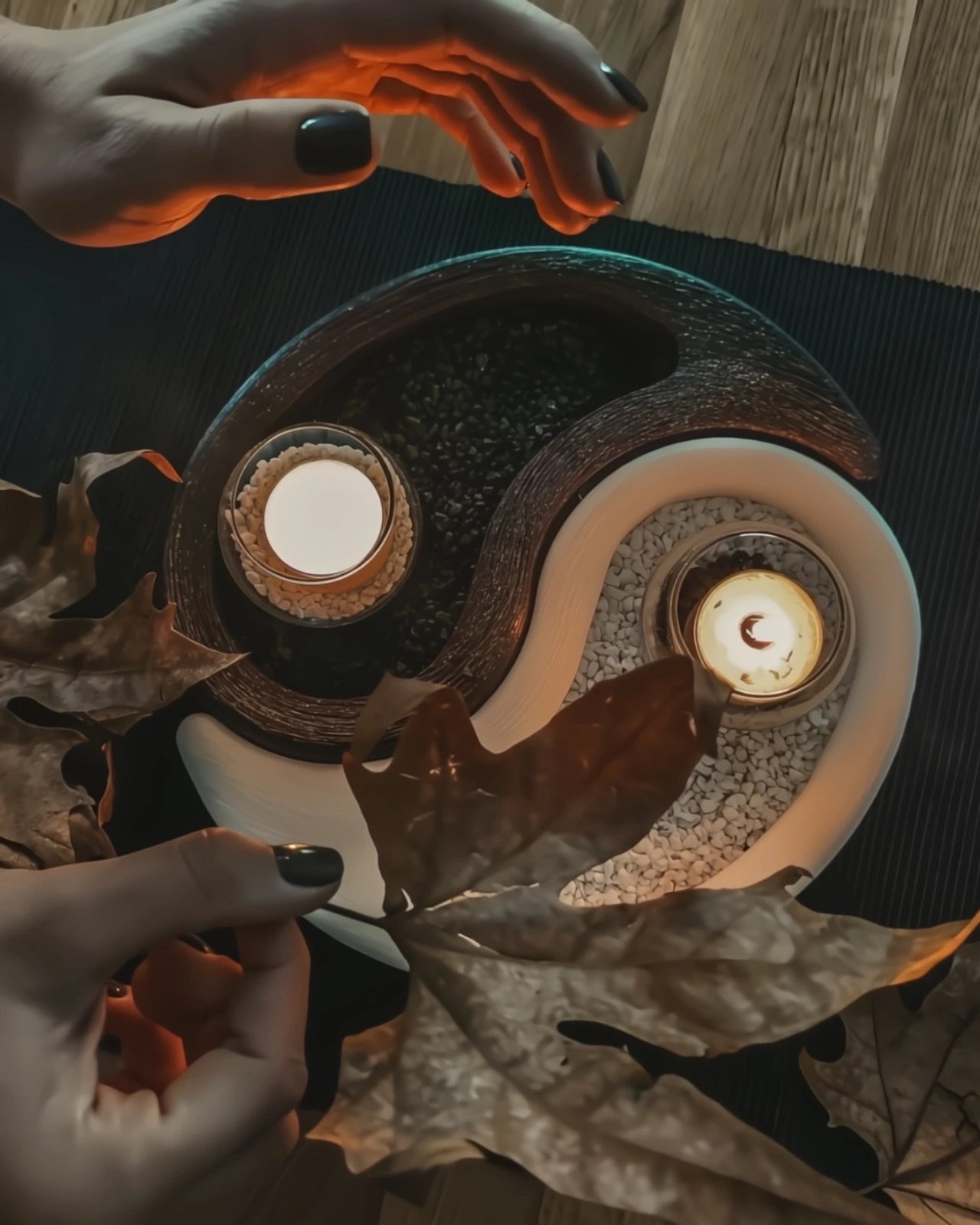 Box di cera Tao artigianale bianco e nero candela ispirata allo Yin e Yang