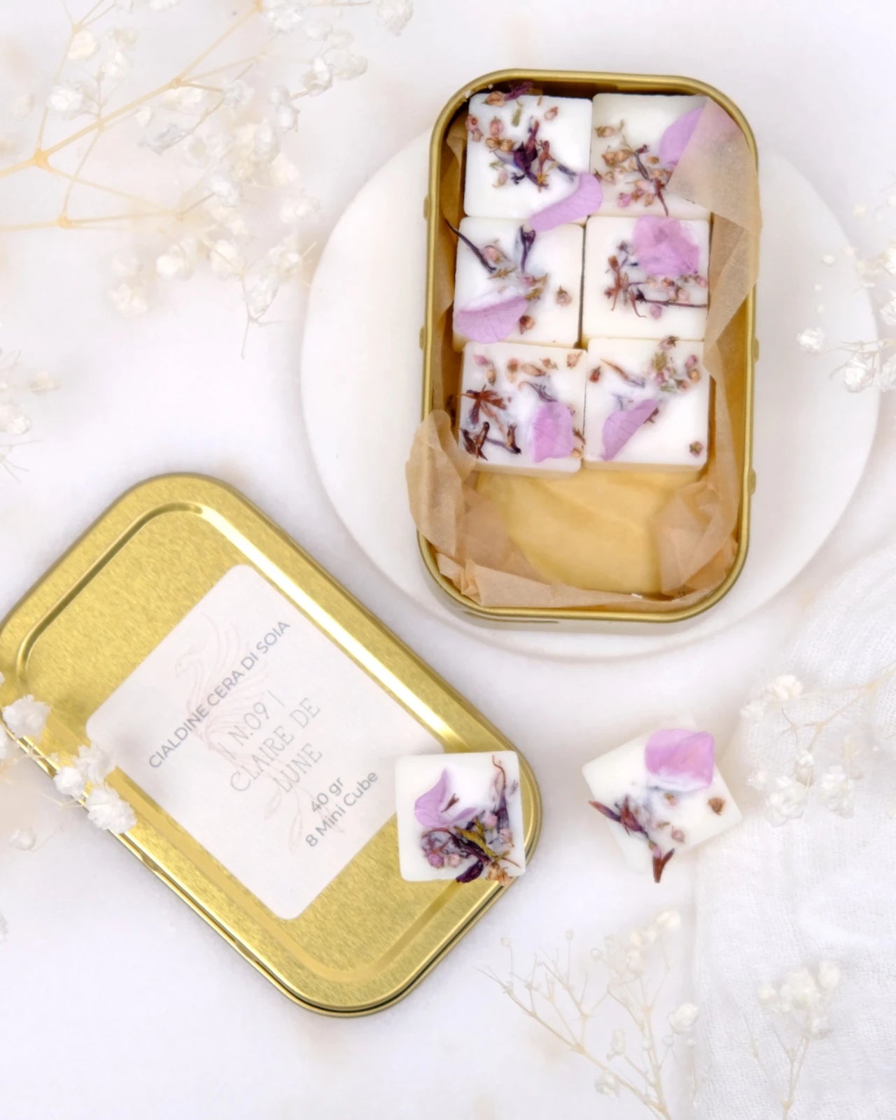 tartine profumate in pura cera di soia al profumo di fiori ricchi