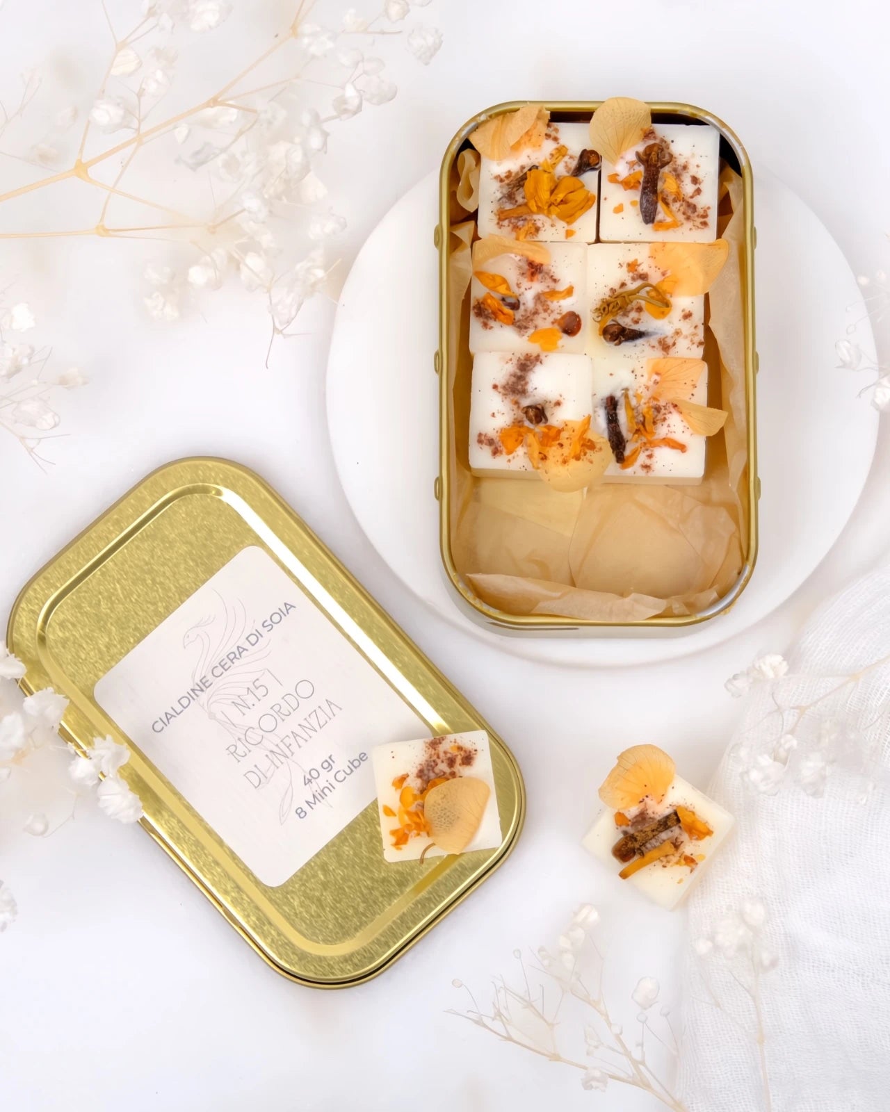 tartine profumate in pura cera di soia al profumo di cannella e mela cotta