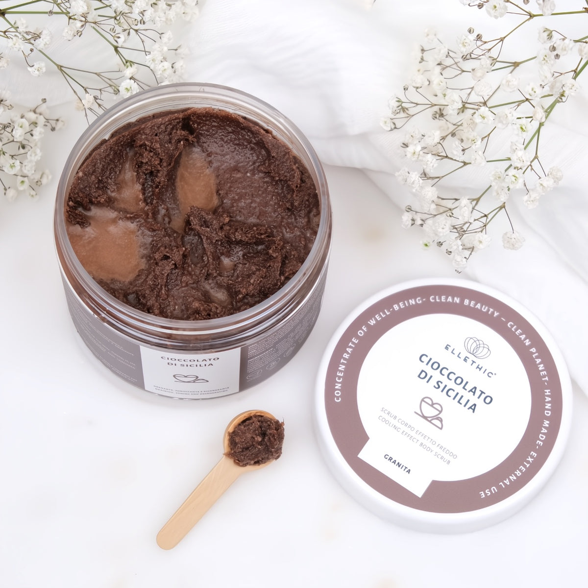 Ellethic: Scrub Corpo Effetto Freddo Granita Cioccolato di Sicilia