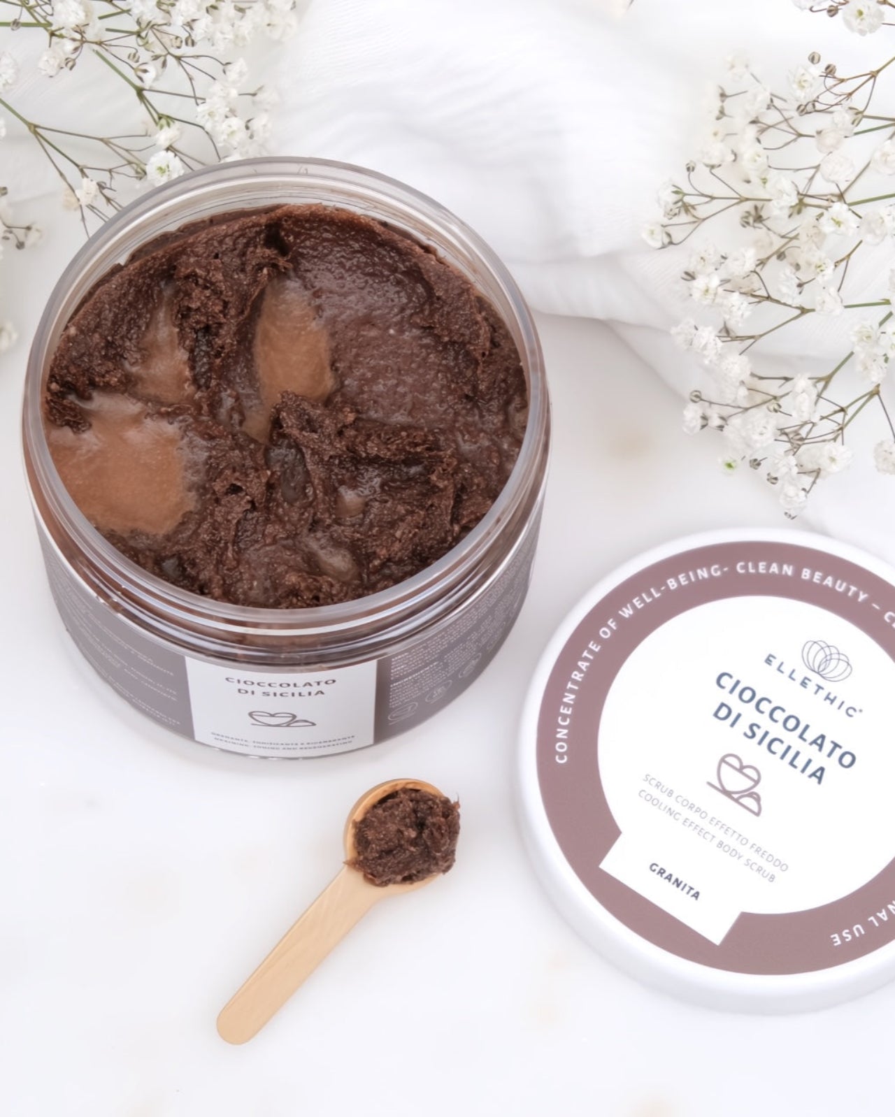 scrub al cioccolato 500 gr - esfoliante bio - granita corpo drenante - iosonolaluce - roma