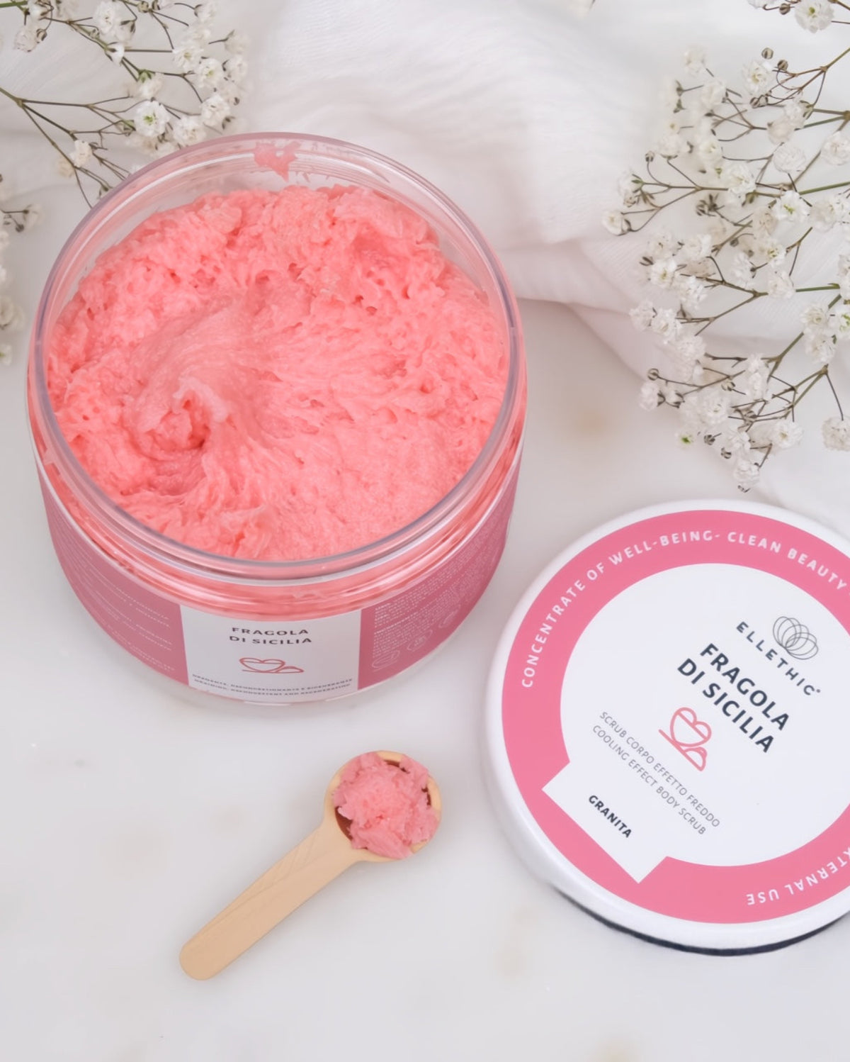 scrub alla fragola gr - esfoliante bio - granita corpo drenante - iosonolaluce - roma