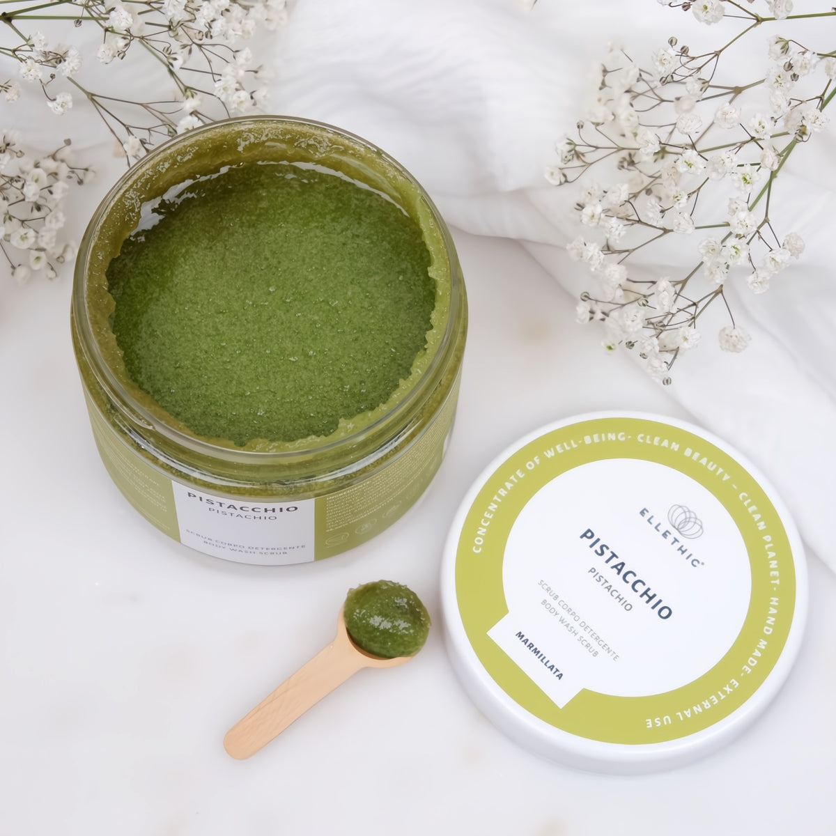 Ellethic: Scrub Corpo Detergente Marmillata Pistacchio