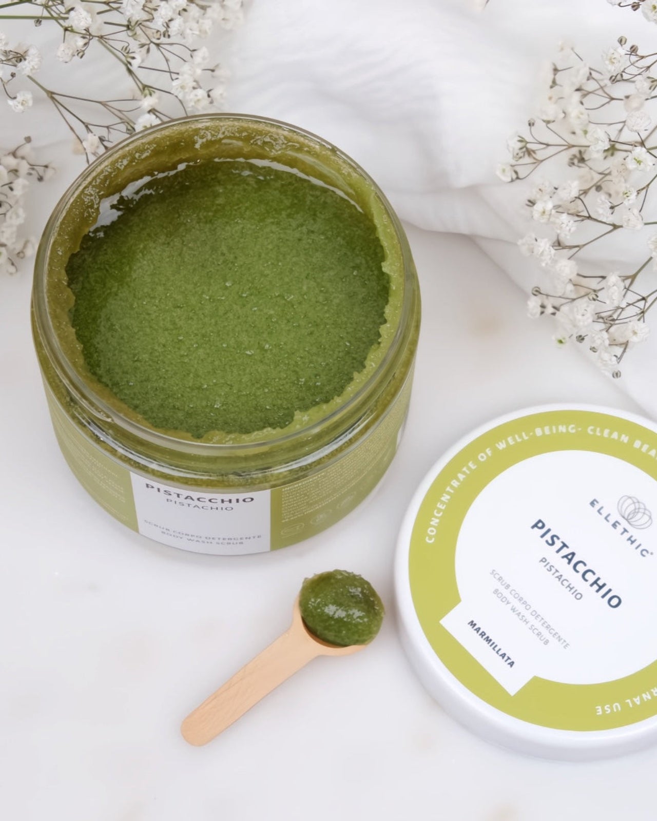 scrub corpo al pistacchio con oli naturali 500 gr - io sono la luce - roma
