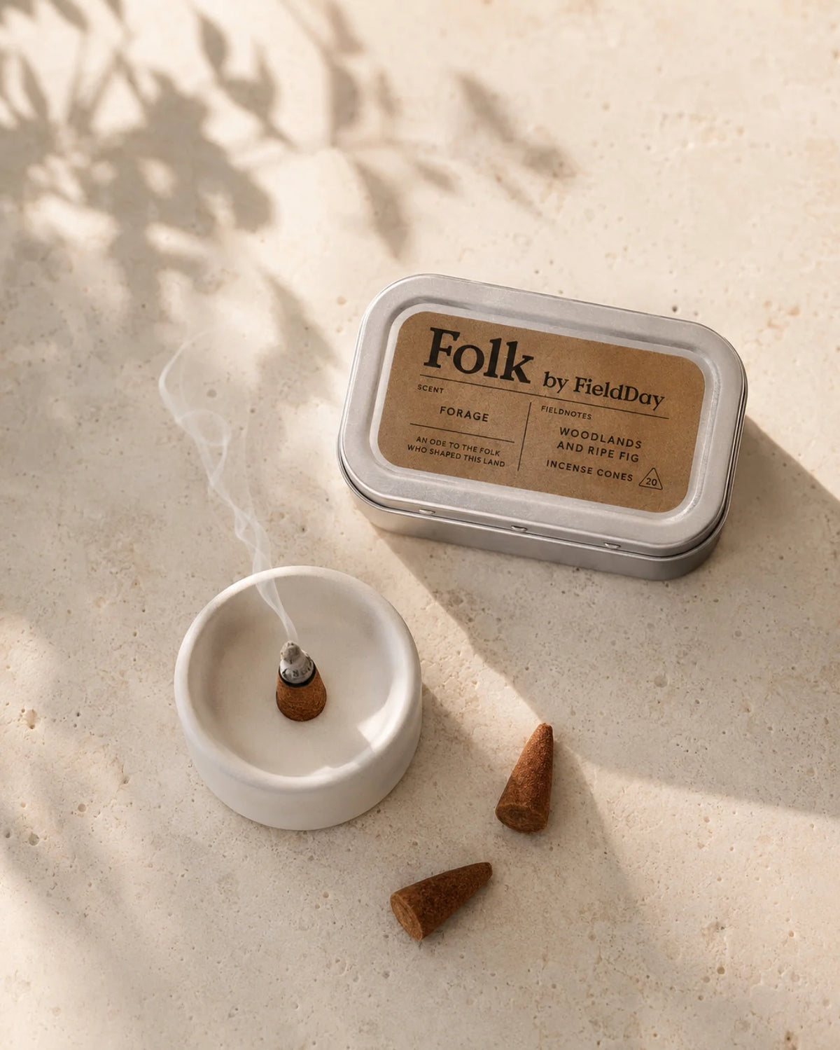 Incensi a cono a cono di altissima qualità, creati artigianalmente in Irlanda | Forage - Profumo di Boschi e Fico Maturo + Incensiere in Terracotta