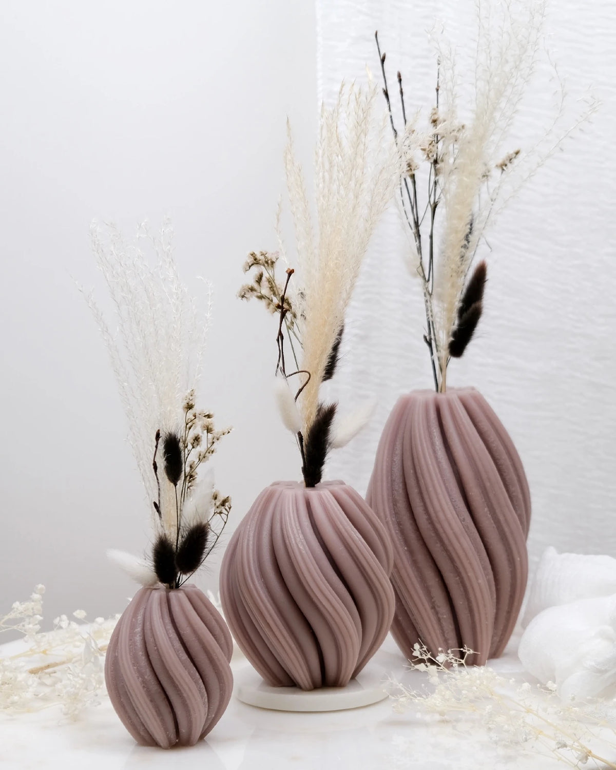 Mythos | Vasi Scultorei in Cera con Fiori Secchi e Stabilizzati