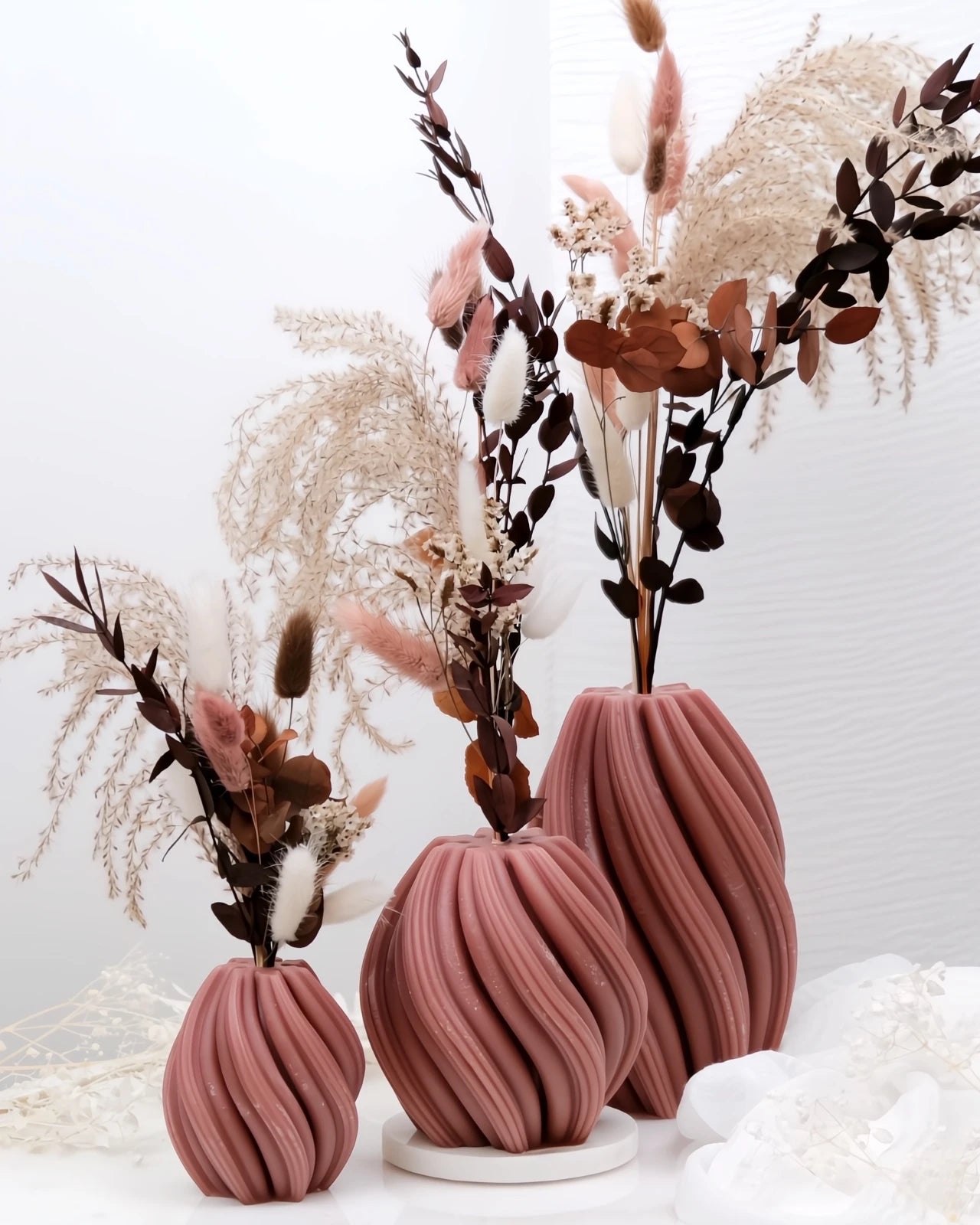 Mythos | Vasi Scultorei in Cera con Fiori Secchi e Stabilizzati