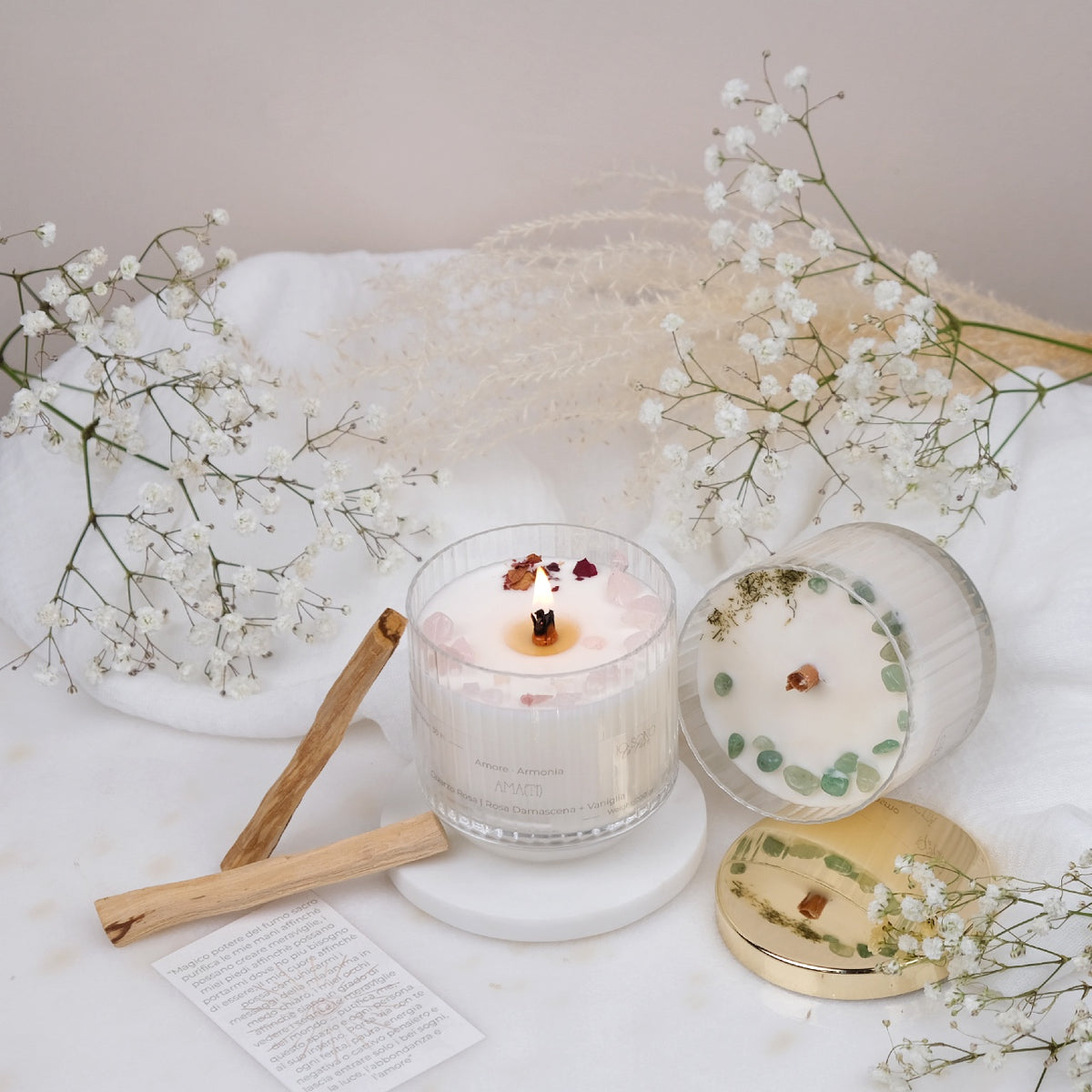 Preciosa Energia | Kit Candela con Cristalli e Palo Santo