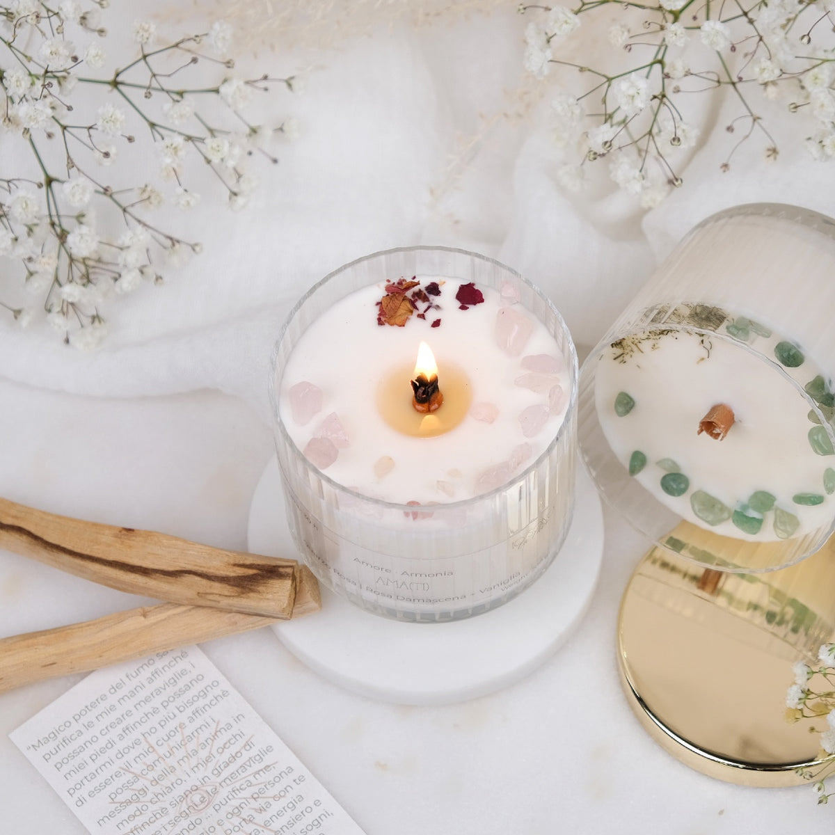 Preciosa Energia | Kit Candela con Cristalli e Palo Santo