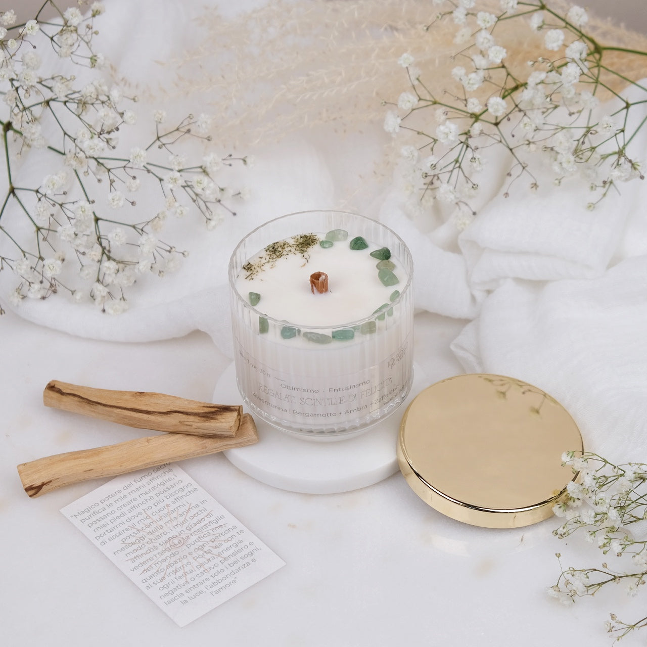 Preciosa Energia | Kit Candela con Cristalli e Palo Santo