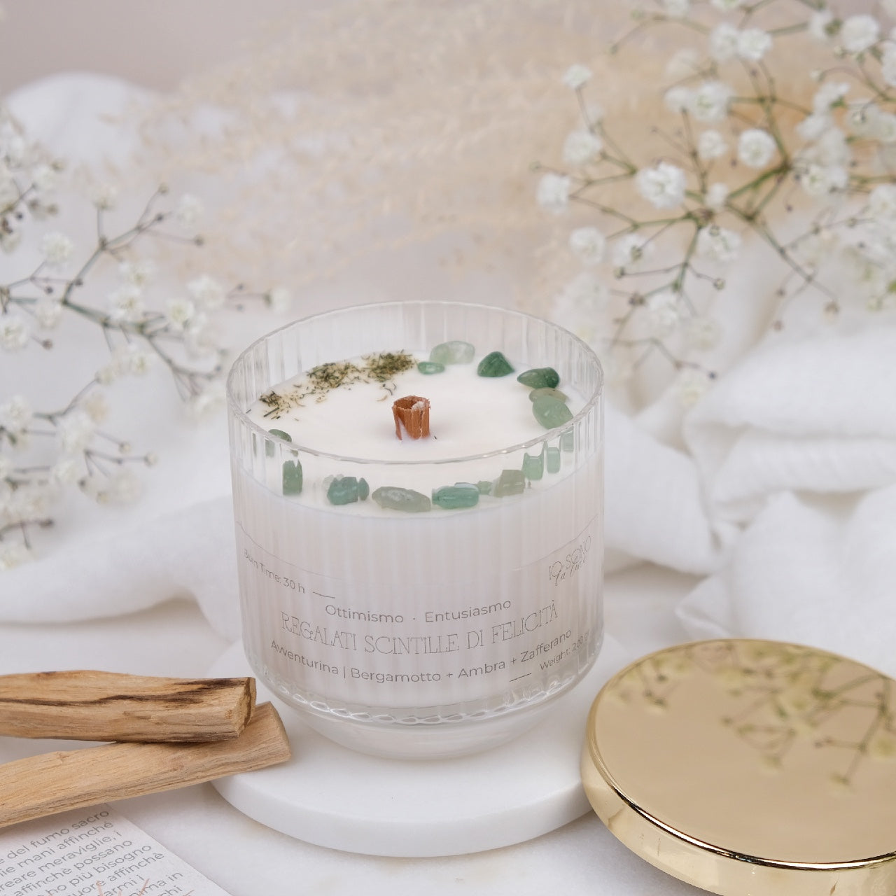 Preciosa Energia | Kit Candela con Cristalli e Palo Santo