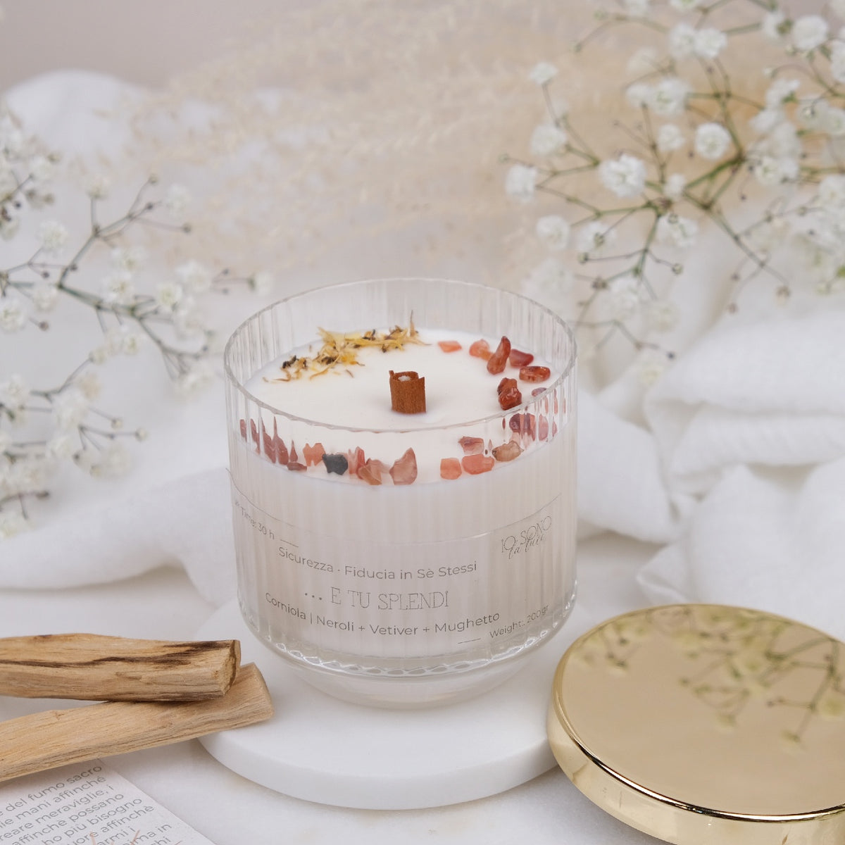 Preciosa Energia | Kit Candela con Cristalli e Palo Santo