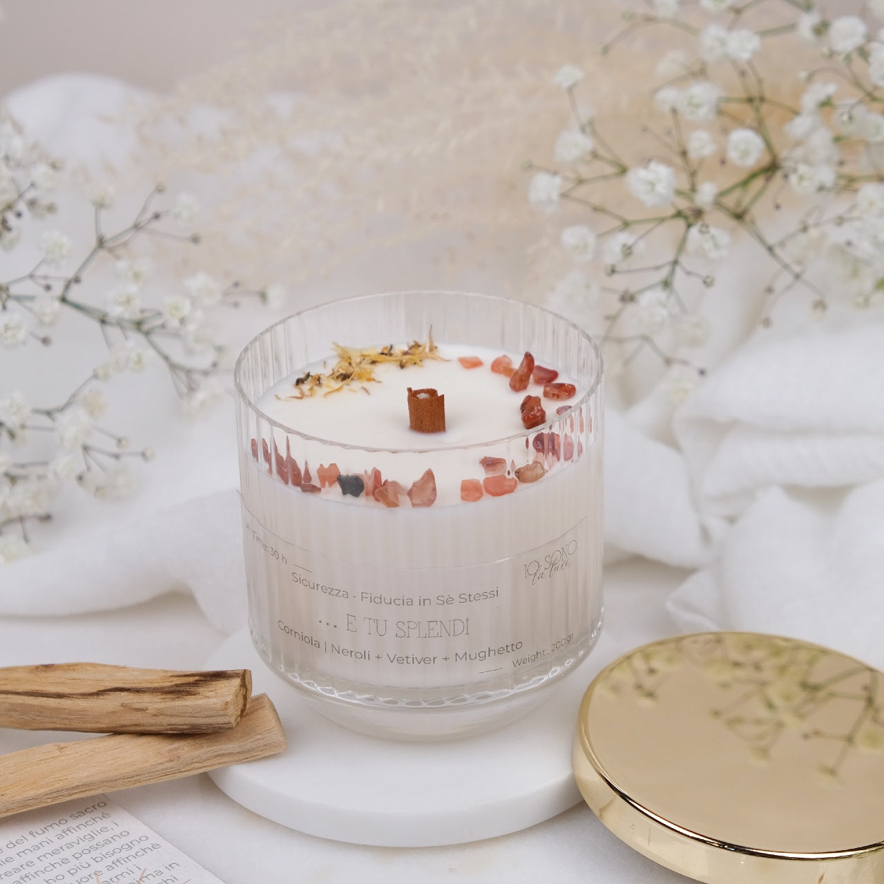 Preciosa Energia | Kit Candela con Cristalli e Palo Santo