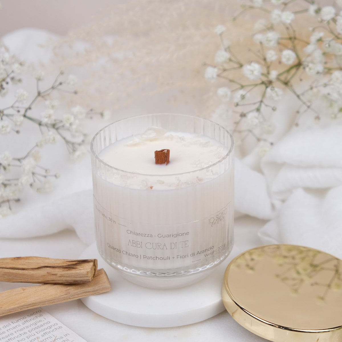 Preciosa Energia | Kit Candela con Cristalli e Palo Santo