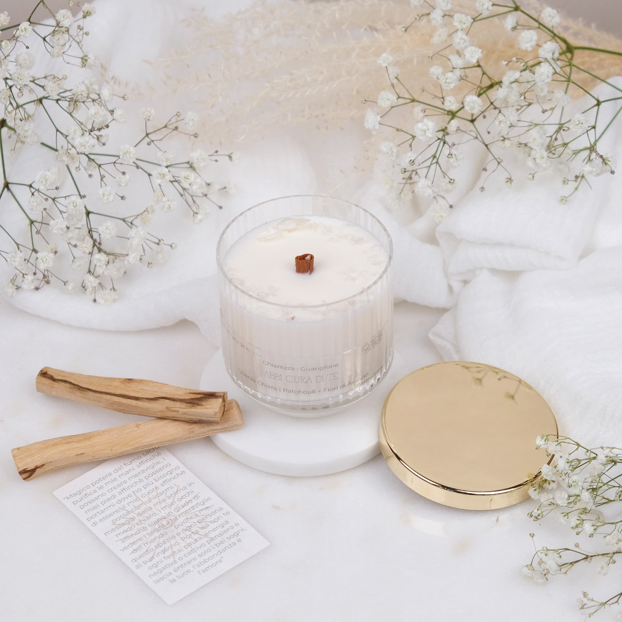 Preciosa Energia | Kit Candela con Cristalli e Palo Santo