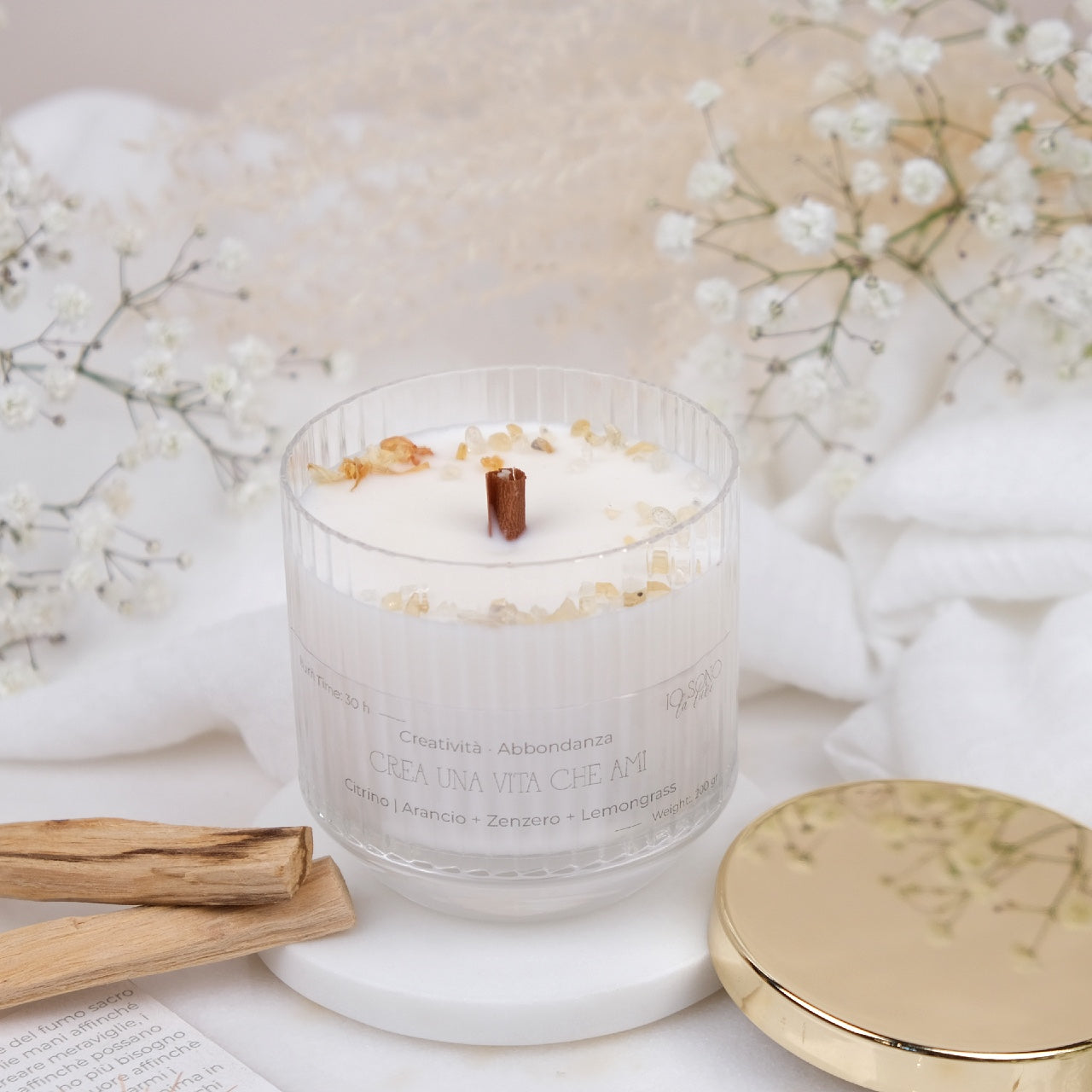 Preciosa Energia | Kit Candela con Cristalli e Palo Santo