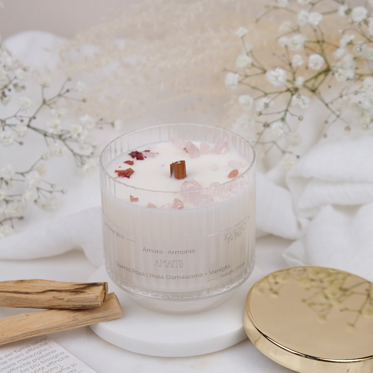 Preciosa Energia | Kit Candela con Cristalli e Palo Santo