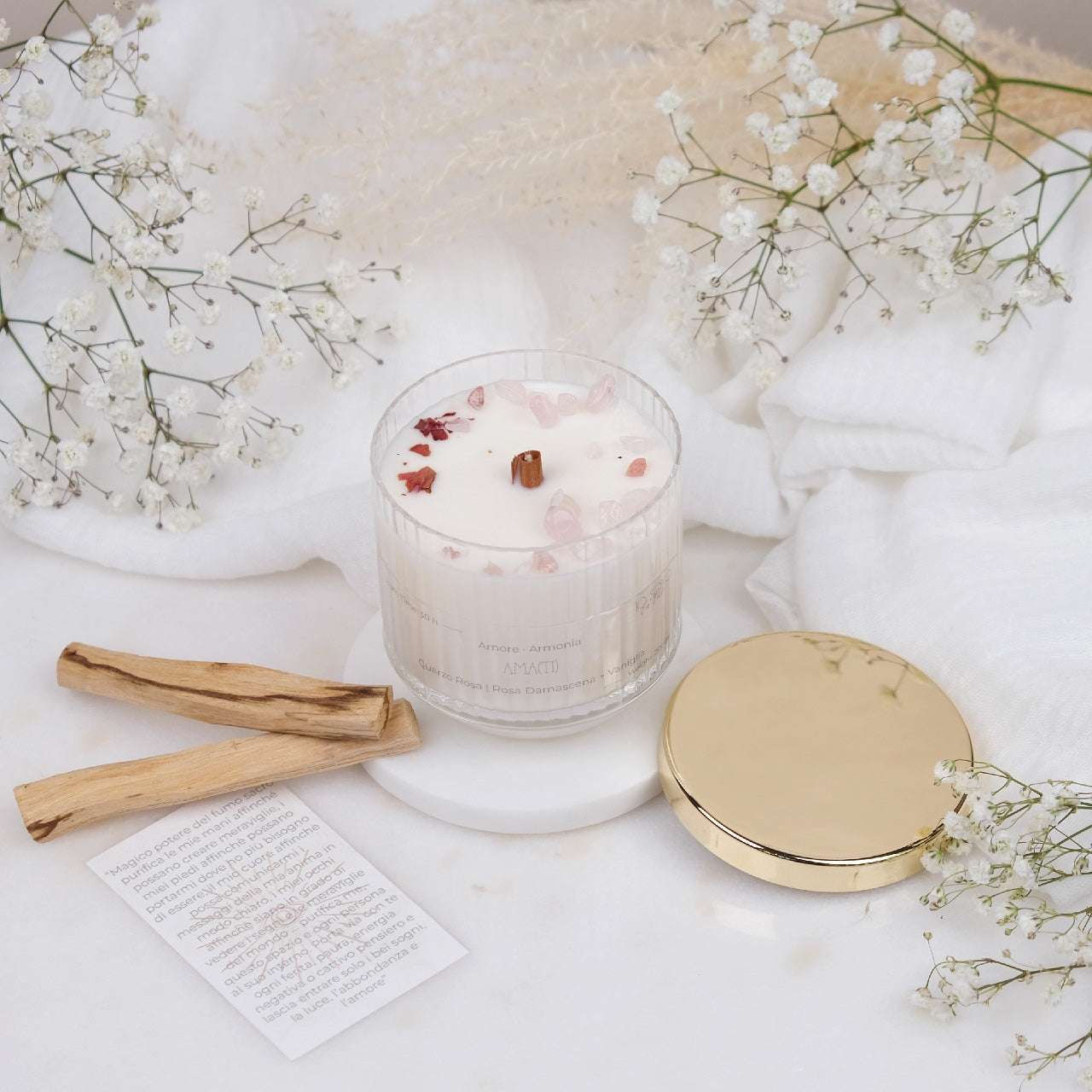 Preciosa Energia | Kit Candela con Cristalli e Palo Santo