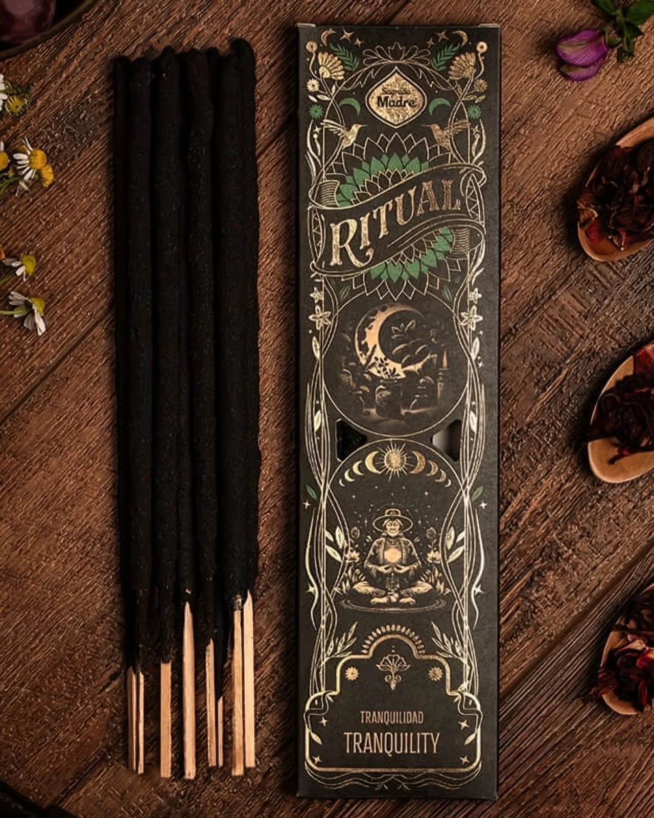 Incenso Ritual Tranquillità Sagrada Madre con fragranza di gigli e brezze leggere per creare spazi di calma e serenità e riconnettersi con la pace interiore
