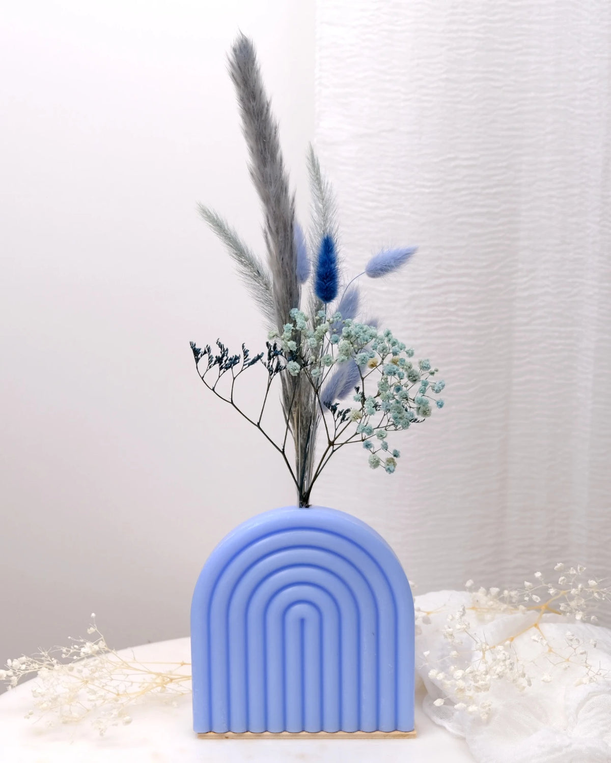 Vaso Arco Iris Serendipity - vaso in cera artigianale a forma di arcobaleno con fiori stabilizzati e secchi carta da zucchero grande