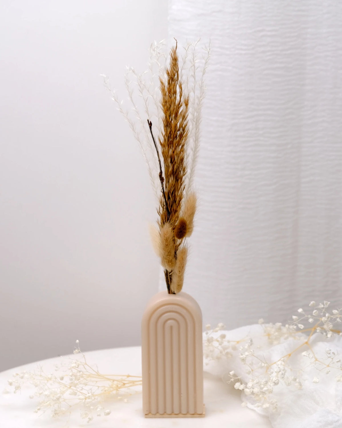 Vaso Arco Iris Serendipity - vaso in cera artigianale a forma di arcobaleno con fiori stabilizzati e secchi sabbia piccolo