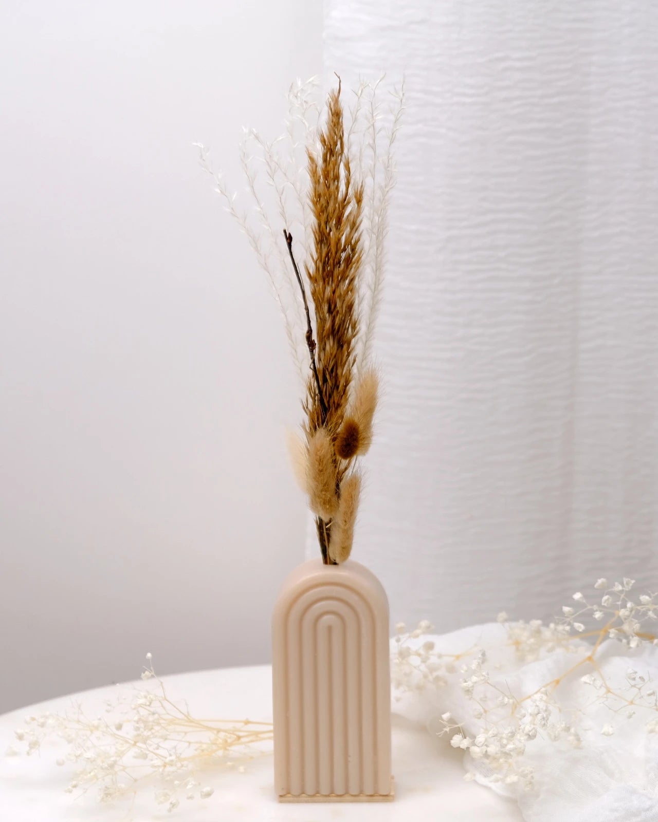 Vaso Arco Iris Serendipity - vaso in cera artigianale a forma di arcobaleno con fiori stabilizzati e secchi sabbia piccolo