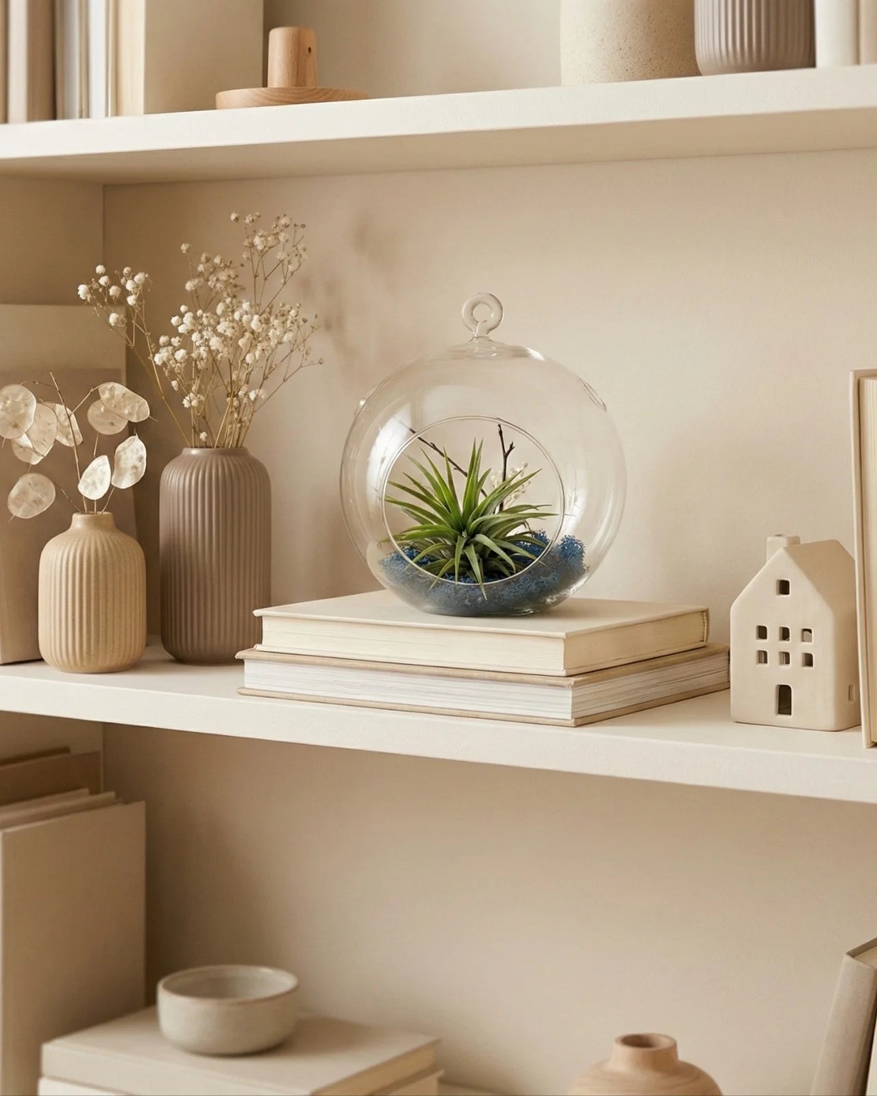 Aria terrarium Tillandsia Ionantha muschio stabilizzato blu oceano bowl vetro pianta aerea decorativa