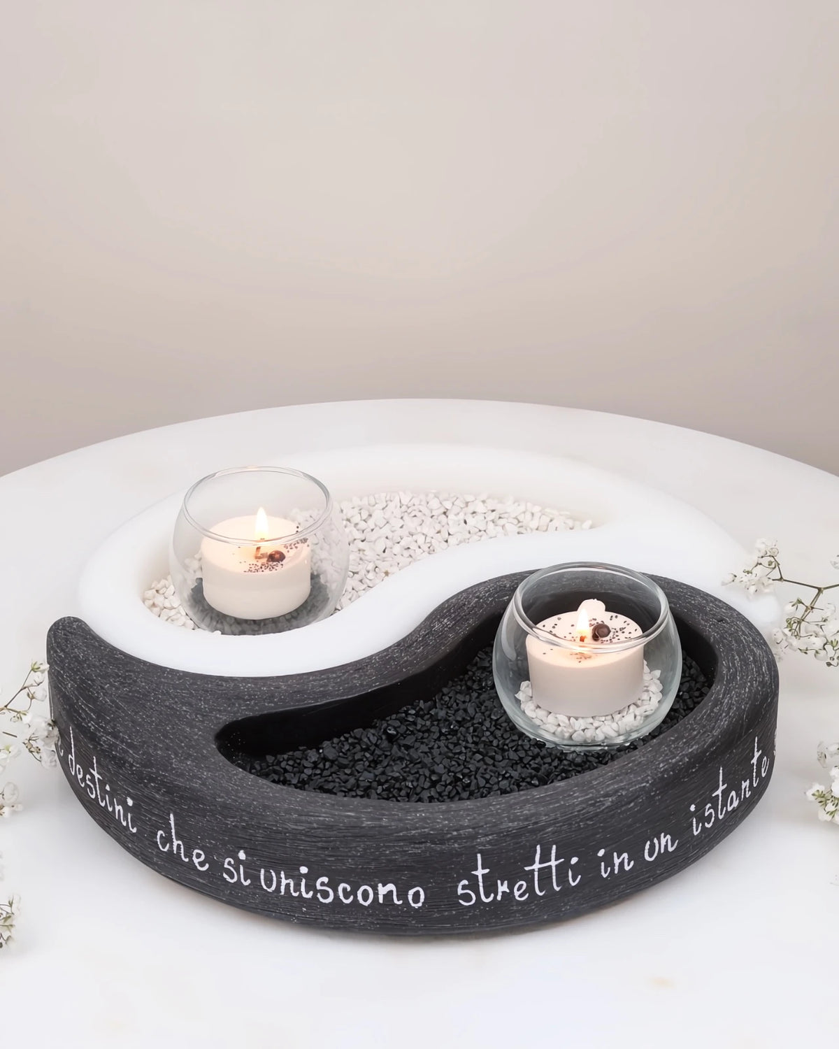 Box di cera Tao artigianale bianco e nero candela ispirata allo Yin e Yang