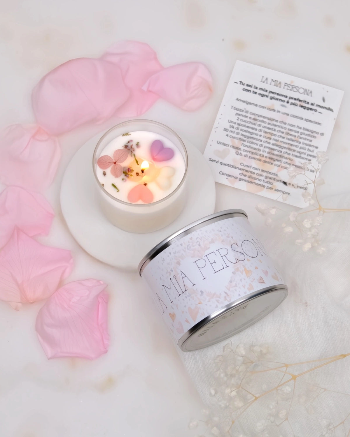 candela profumata cera di soia con dedica la mia persona
