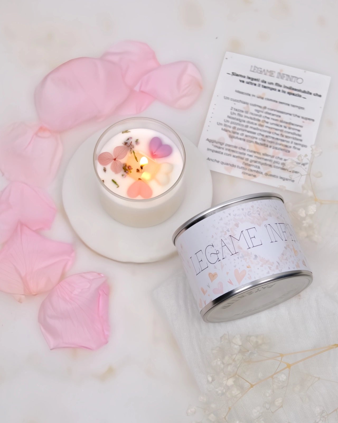 candela profumata cera di soia con dedica  legame infinito